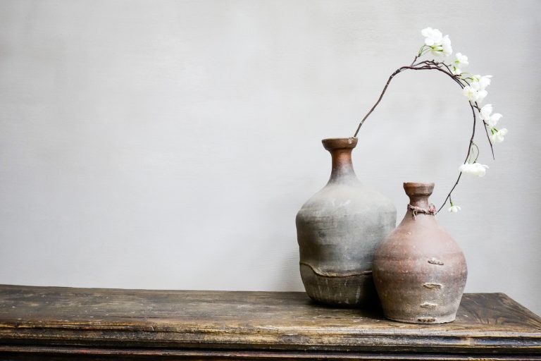 Wabi Sabi pottery with flower